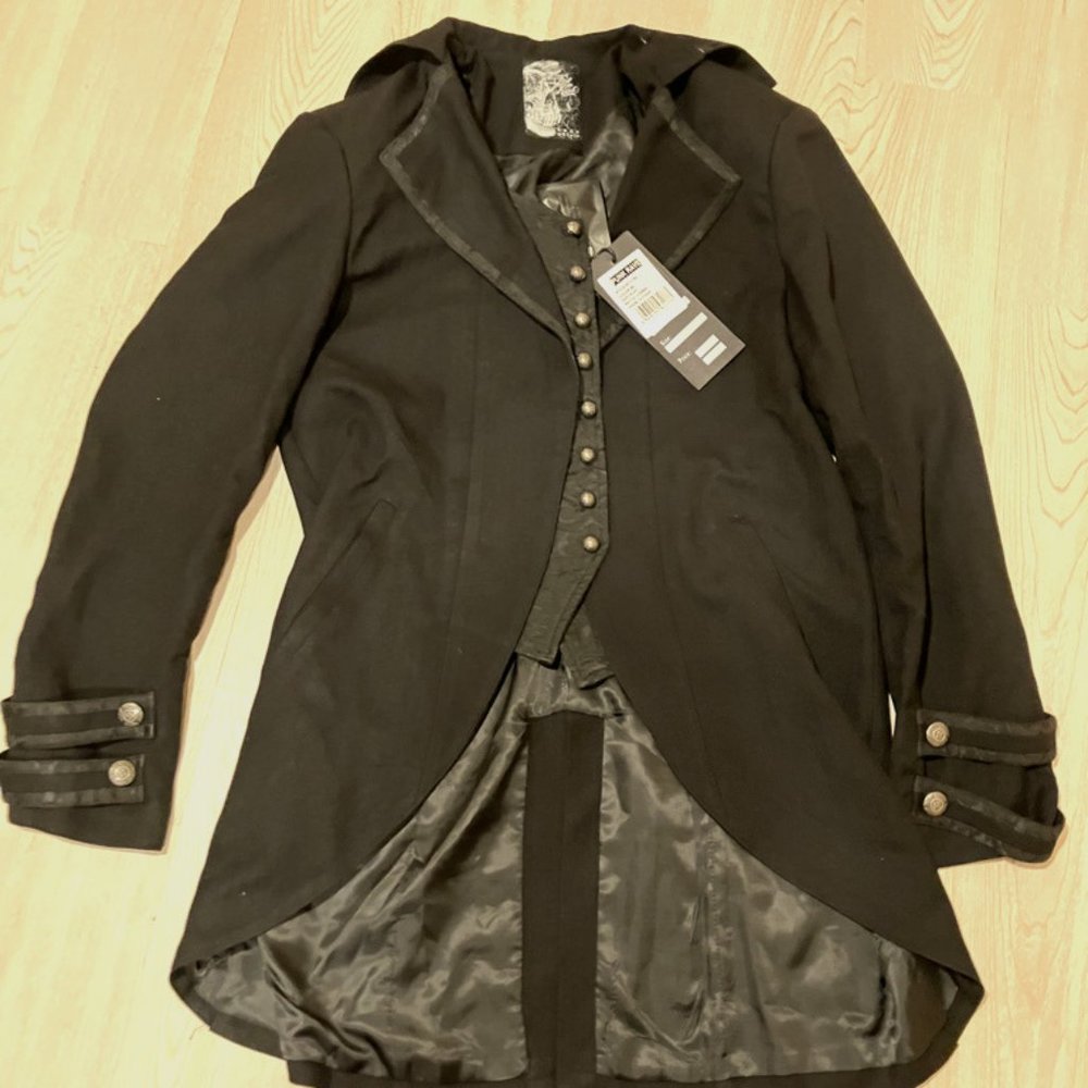 Steampunk Vintage Jacquard Punk Jacket Informal Style Fake Two Piece